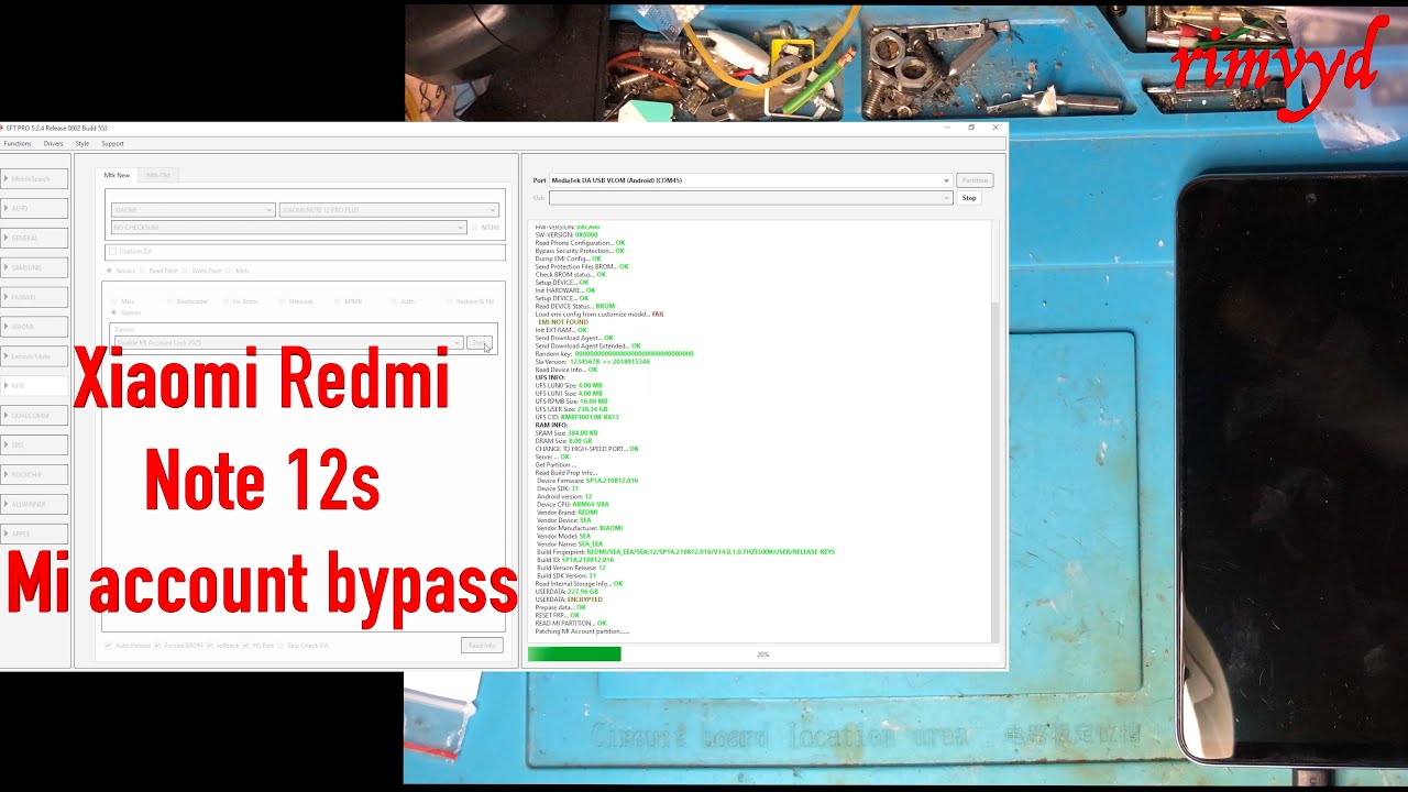 Xiaomi Redmi Note 12S, Mi account bypass
