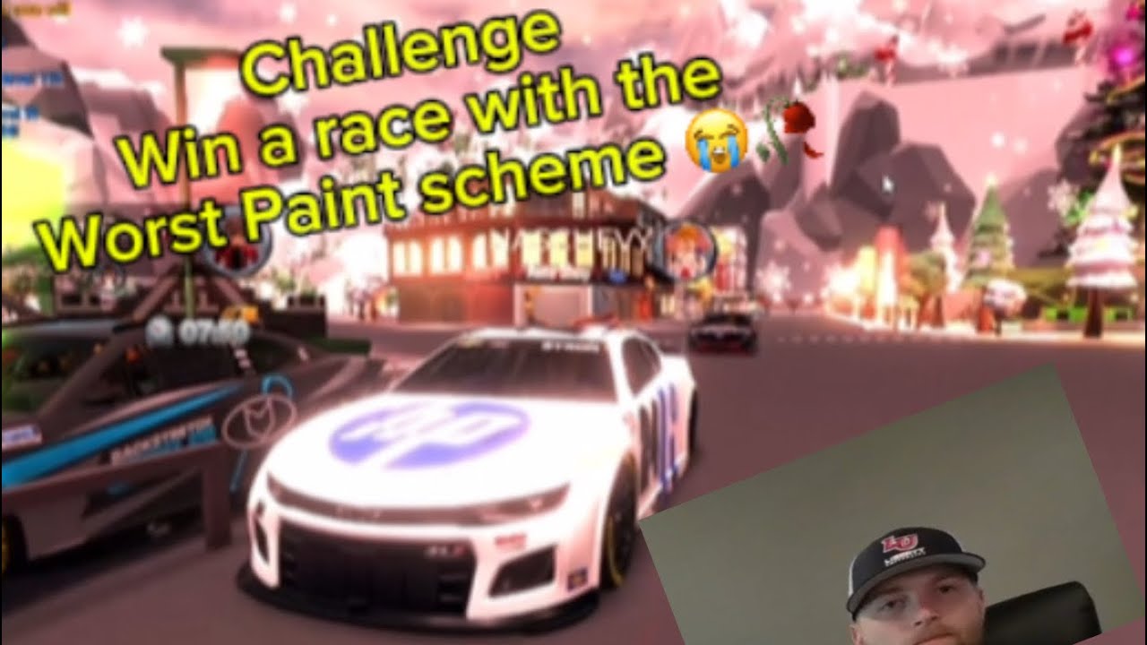 CHALLENGE WIN A RACE WITH THE WORST PAINT SCHEME 😭 shout out to @ryanpreecefan60 in this race￼ 