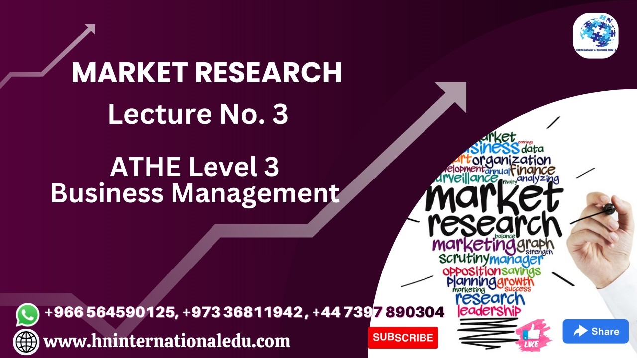 Market Research Lecture 3 ATHE Level 3 Business Management