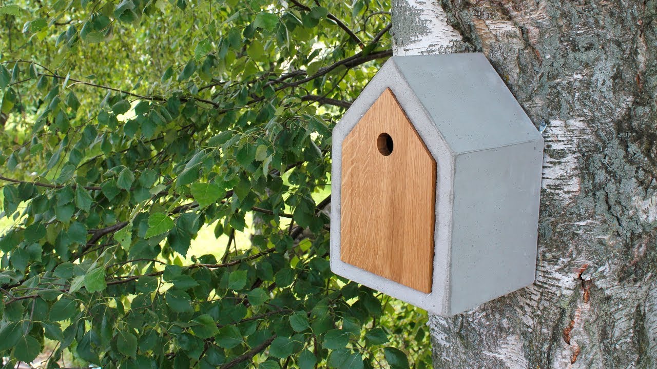 Lockande fågelholk i betong