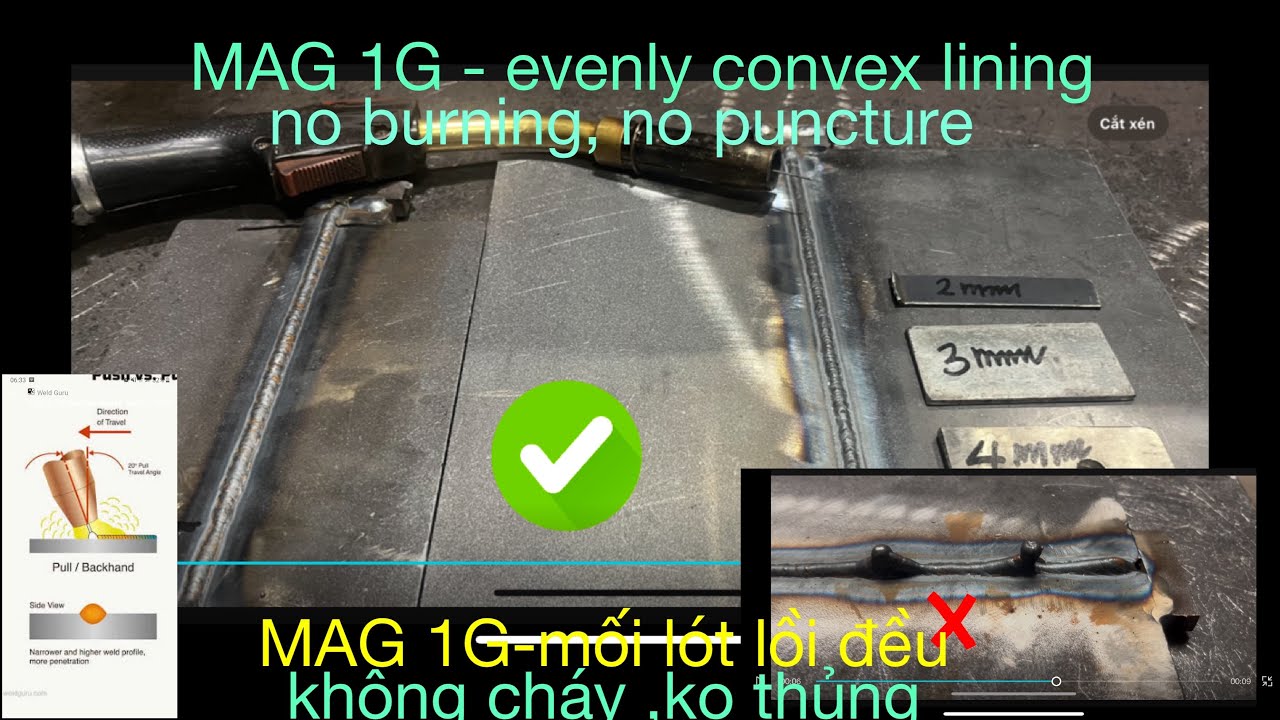 MAG 1G welding - standard liner, beautiful convexity- hàn MAG 1G kỹ thuật hàn cơ bản cho người mới