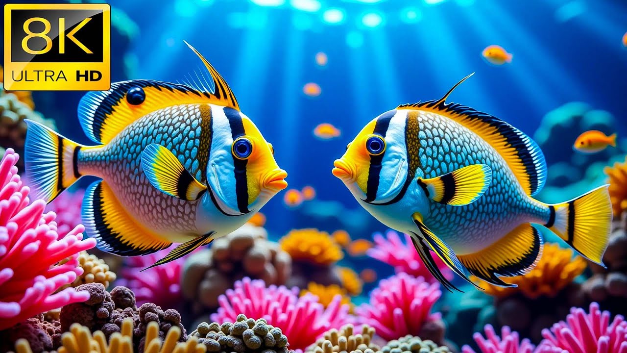 Лучший аквариум с разрешением 8K – прекрасные кораллы и рыбки 🐠 Спокойный подводный мир и отдых