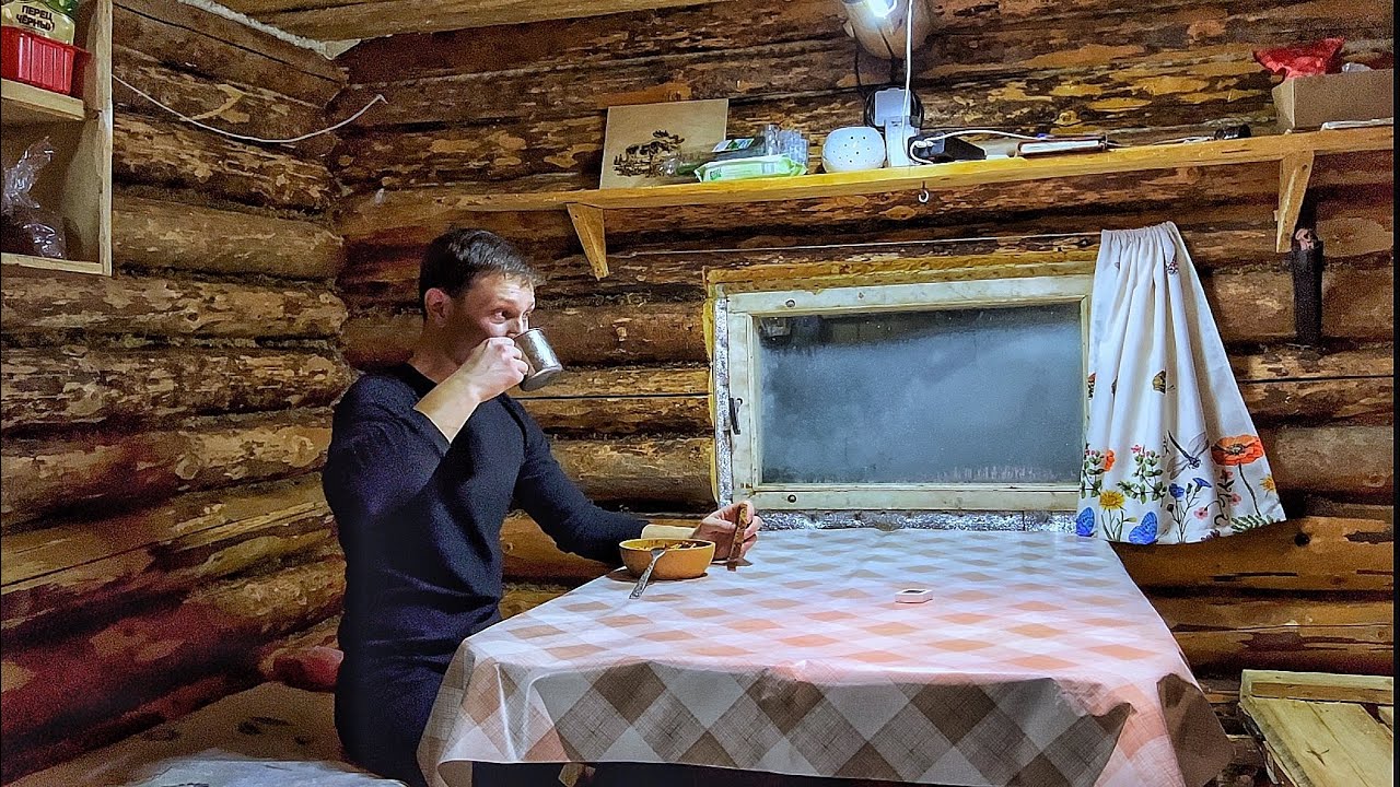 I hid in a log cabin from the intense cold! I'm going to light a wood-burning stove to keep warm!