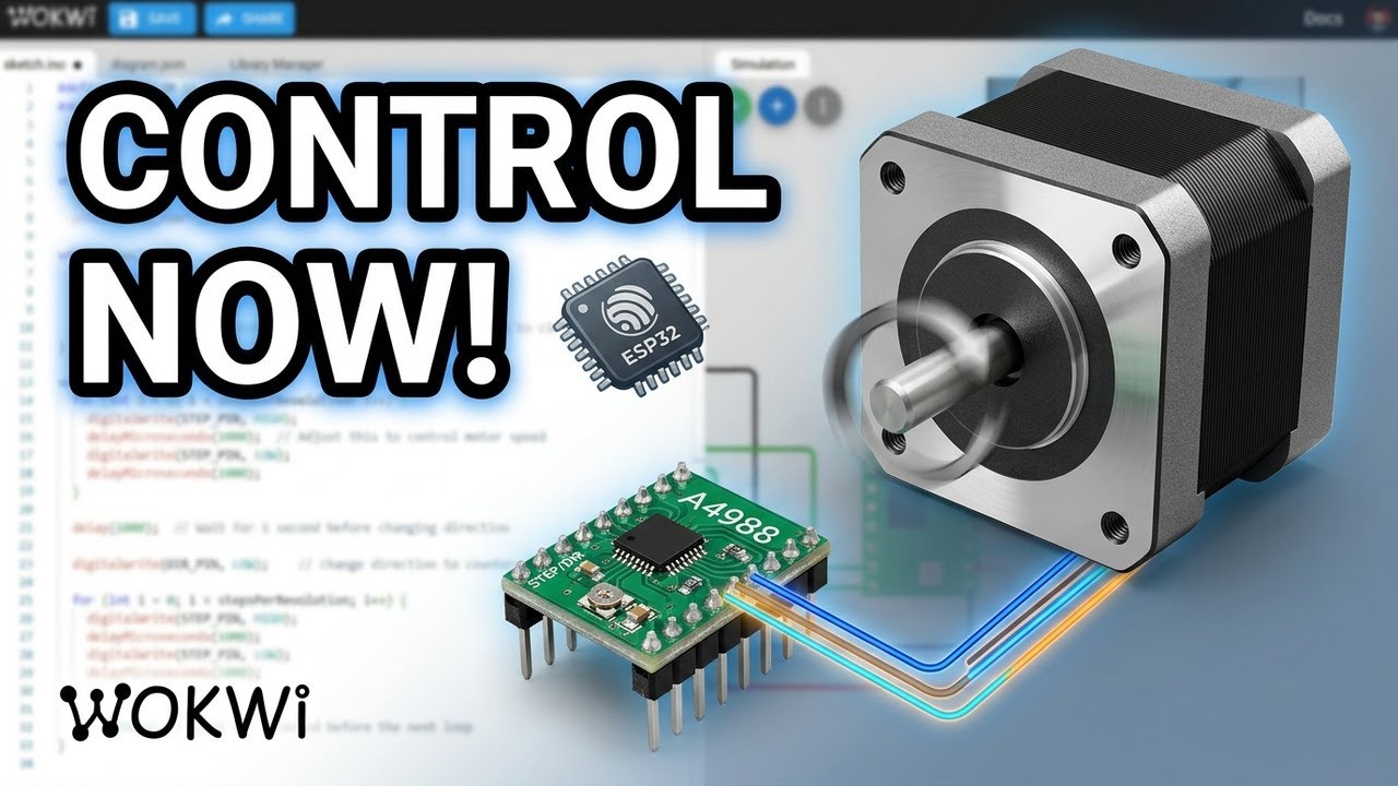 Control a Stepper Motor with ESP32 & A4988 Driver | Wokwi Simulation Tutorial