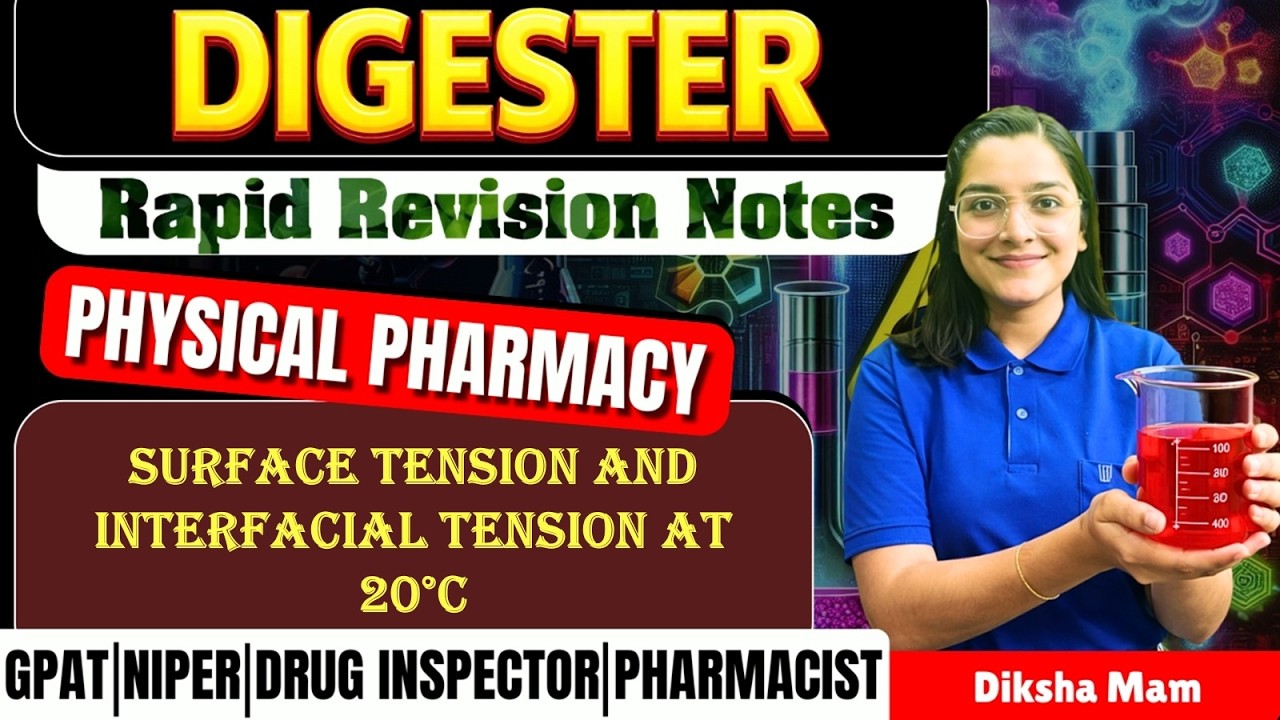 D-41 | Surface vs Interfacial Tension at 20°C - Physical Pharmacy | Rapid Revision Notes
