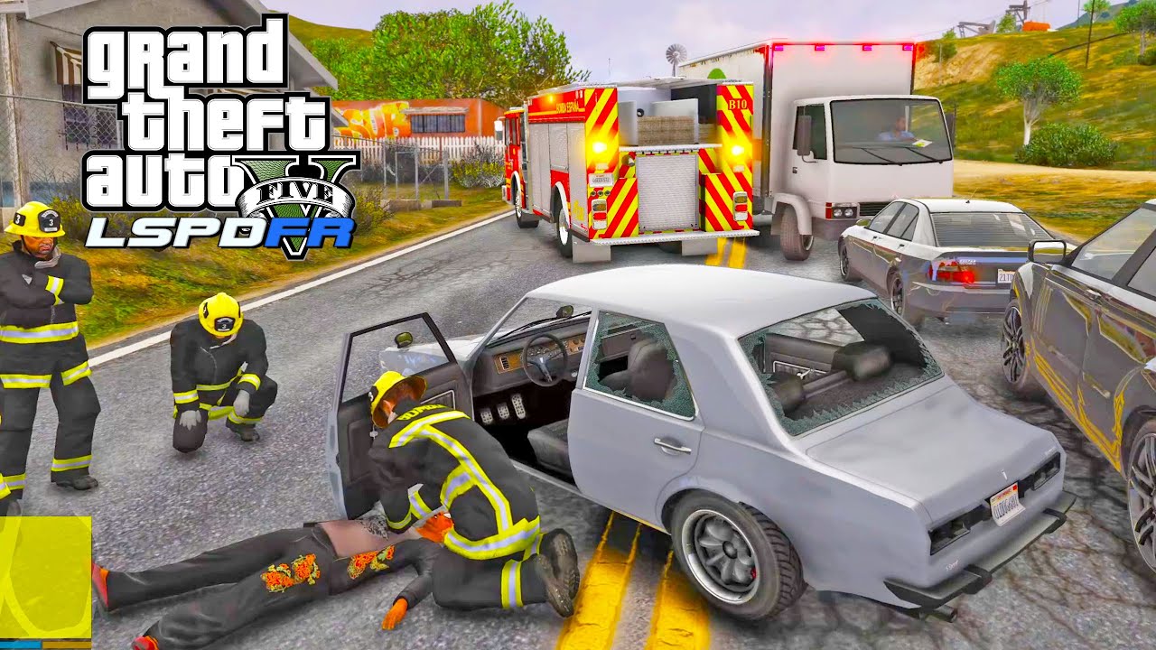 BOMBEROS de CHILE - COCHE EN LLAMAS | -  (LSPDFR #1122)