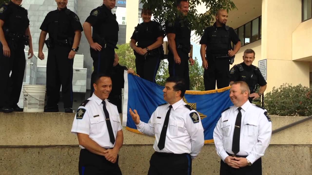 Alberta Sheriff Inspectors of the Edmonton Law Courts take the ALS Ice Bucket Challenge
