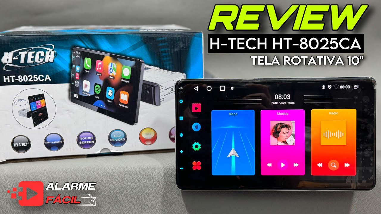 Demonstração Multimídia H-Tech HT-8025CA / Tela 10.1 Rotativa 1Din ✅