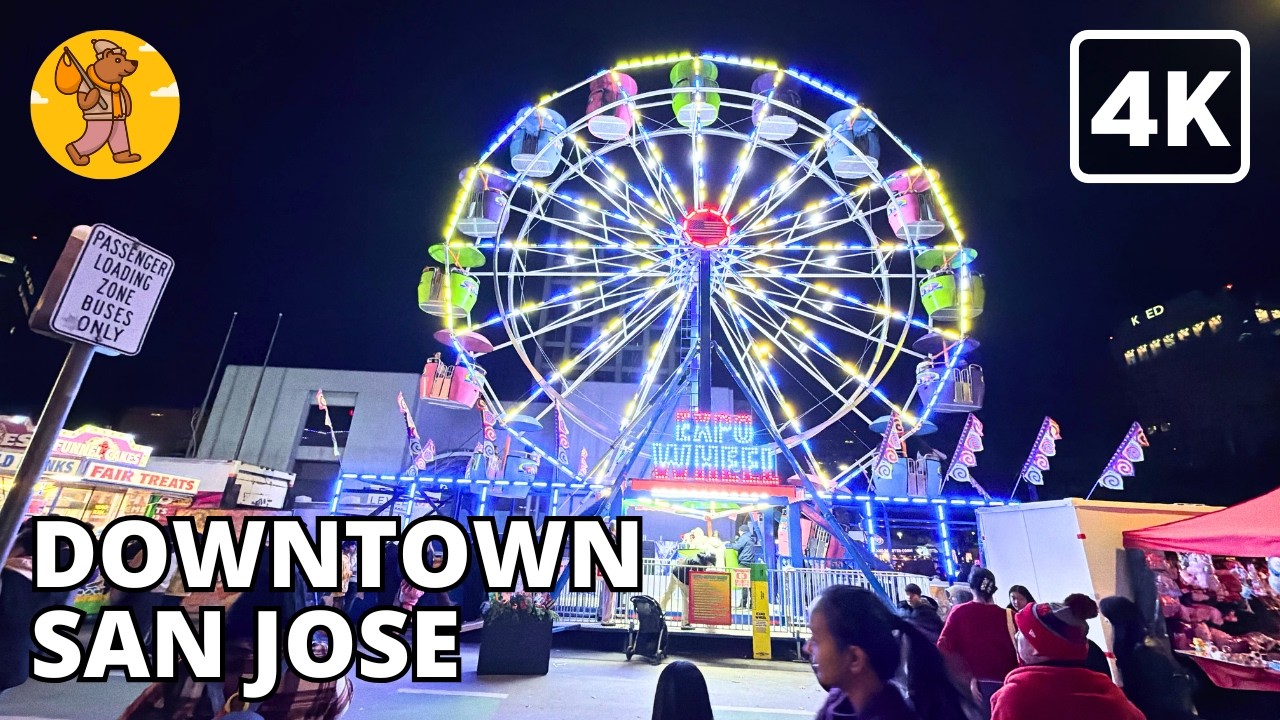 Downtown San Jose at Night 2026 | 4K California Evening Walking Tour