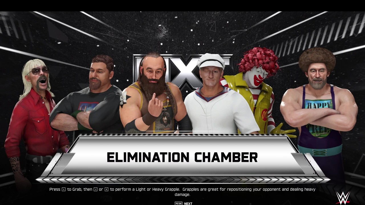 s2e23 DWW Elimination Chamber - Tiger King, Shane, Chris, Popeye, Ronald McDonald, Bob Ross
