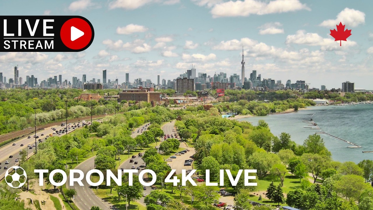 🔴 Toronto 4K LIVE Cam 🇨🇦 CN Tower & Lake Ontario | Chill Lofi 24/7 🍁