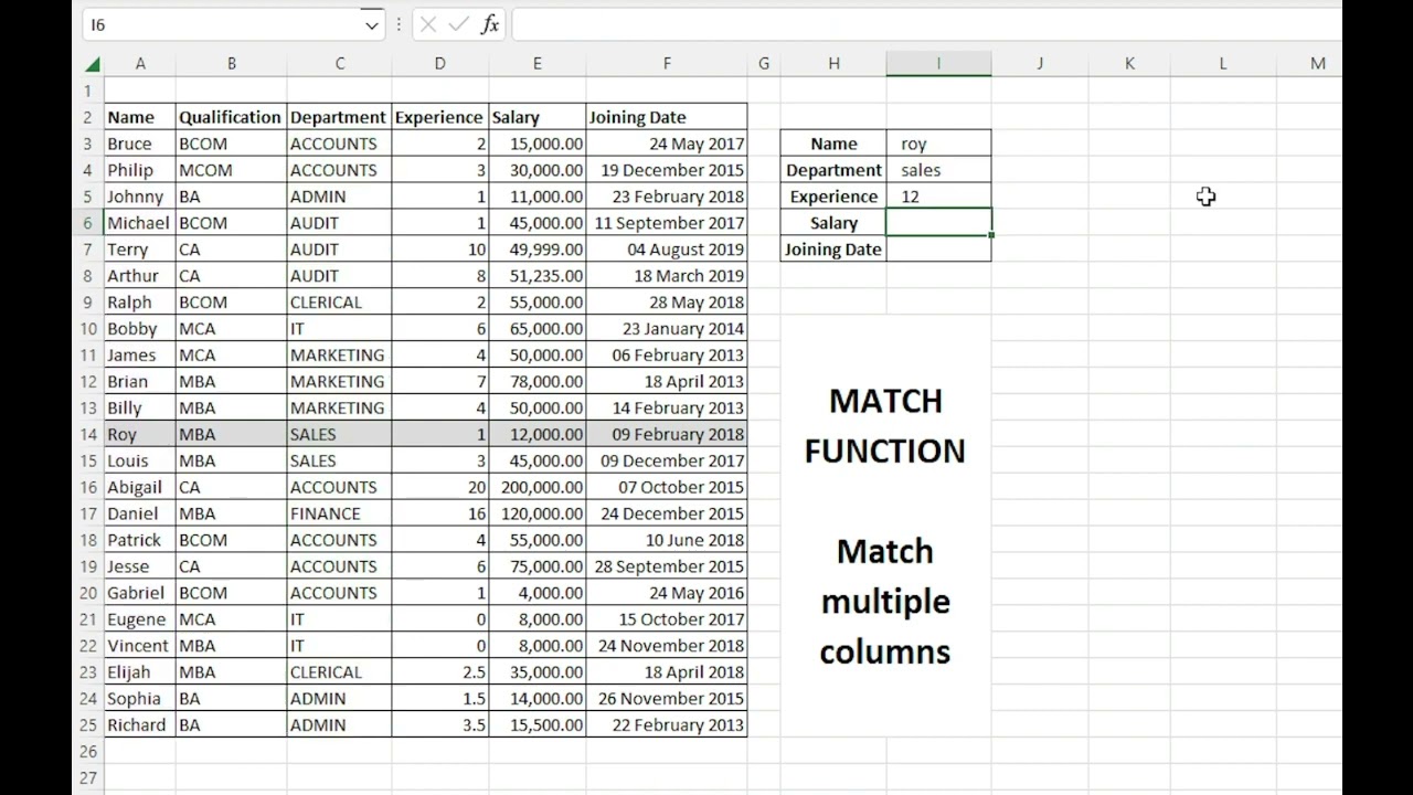 How to use Excel Index Match (match multiple criteria)