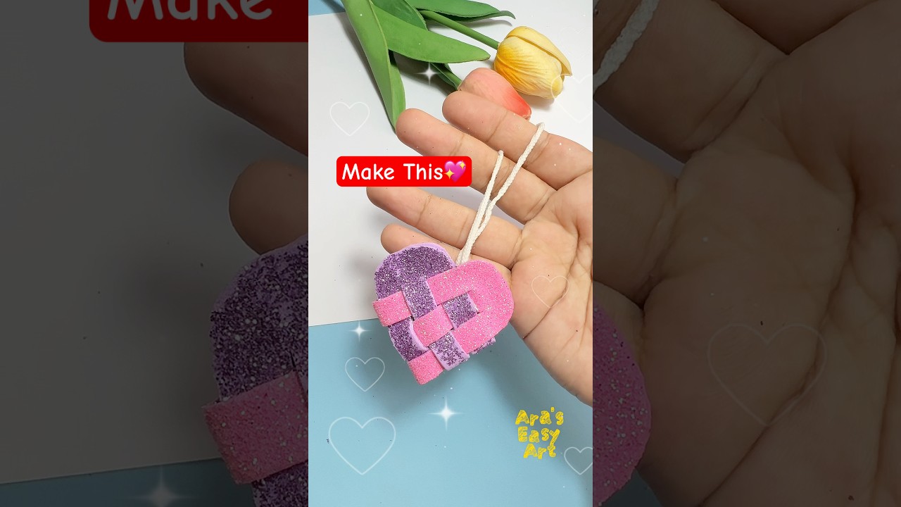 DIY Glitter paper Heart Shape keychain💖 @ArasEasyArt #cute #diy #viral #ytshorts