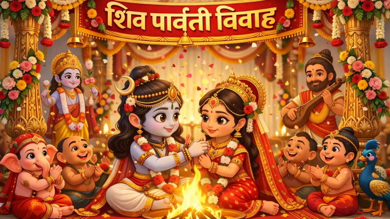 Shiv Parvati Vivaah 🔱🌸 #harharmahadev #bholenath #devotionalsongs #bhajan #sanatandharma