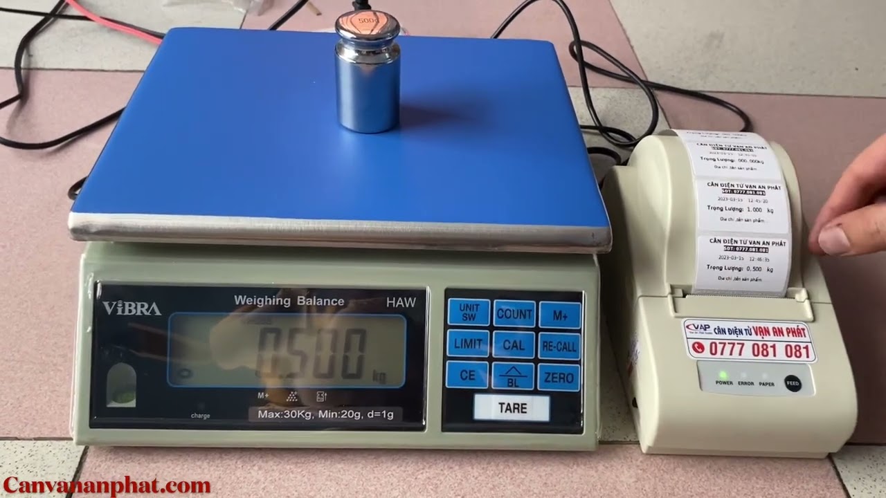 Cân điện tử HAW kết nối máy in tem nhãn | Vibra HAW | Máy in tem dán LP50