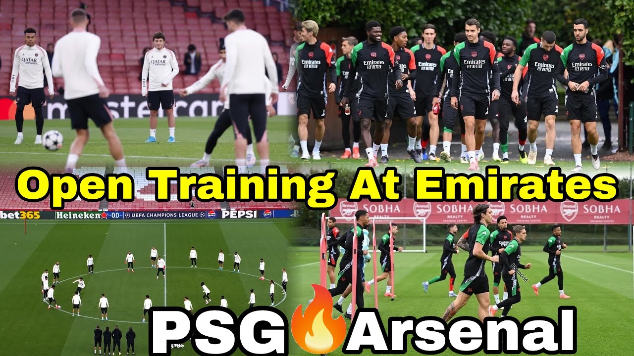 Watch Arsenal & PSG Open Training Session at Emirates Stadium🔥Final Champions League Training