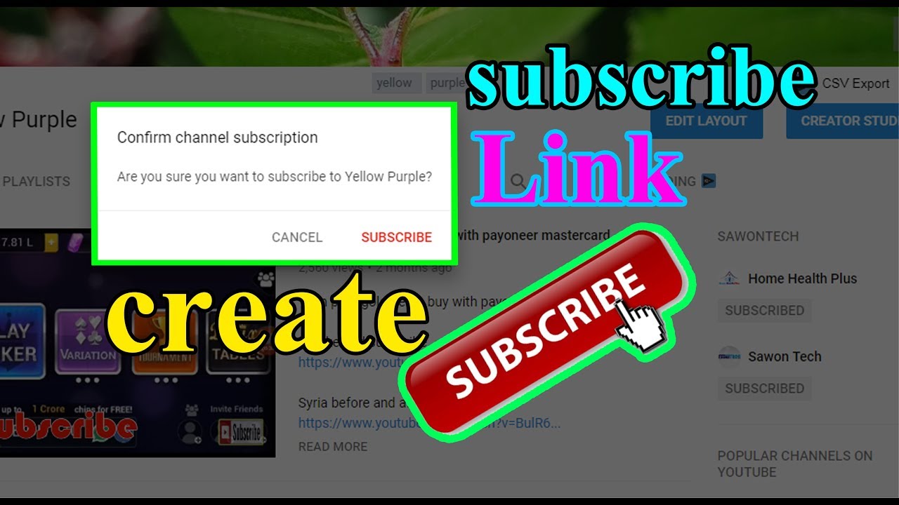 How To Make a YouTube POP-UP Subscribe Link  Create