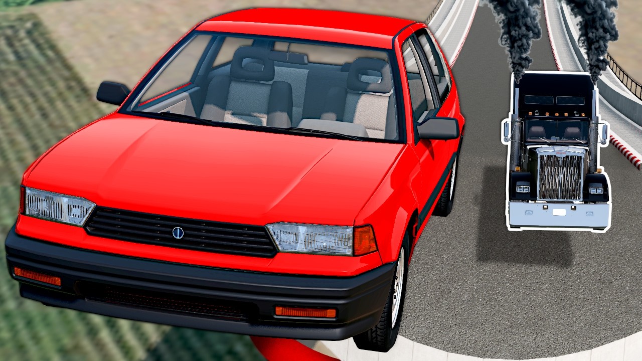 Прыжок на огромных машинах с мега-трамплина! (BeamNG)