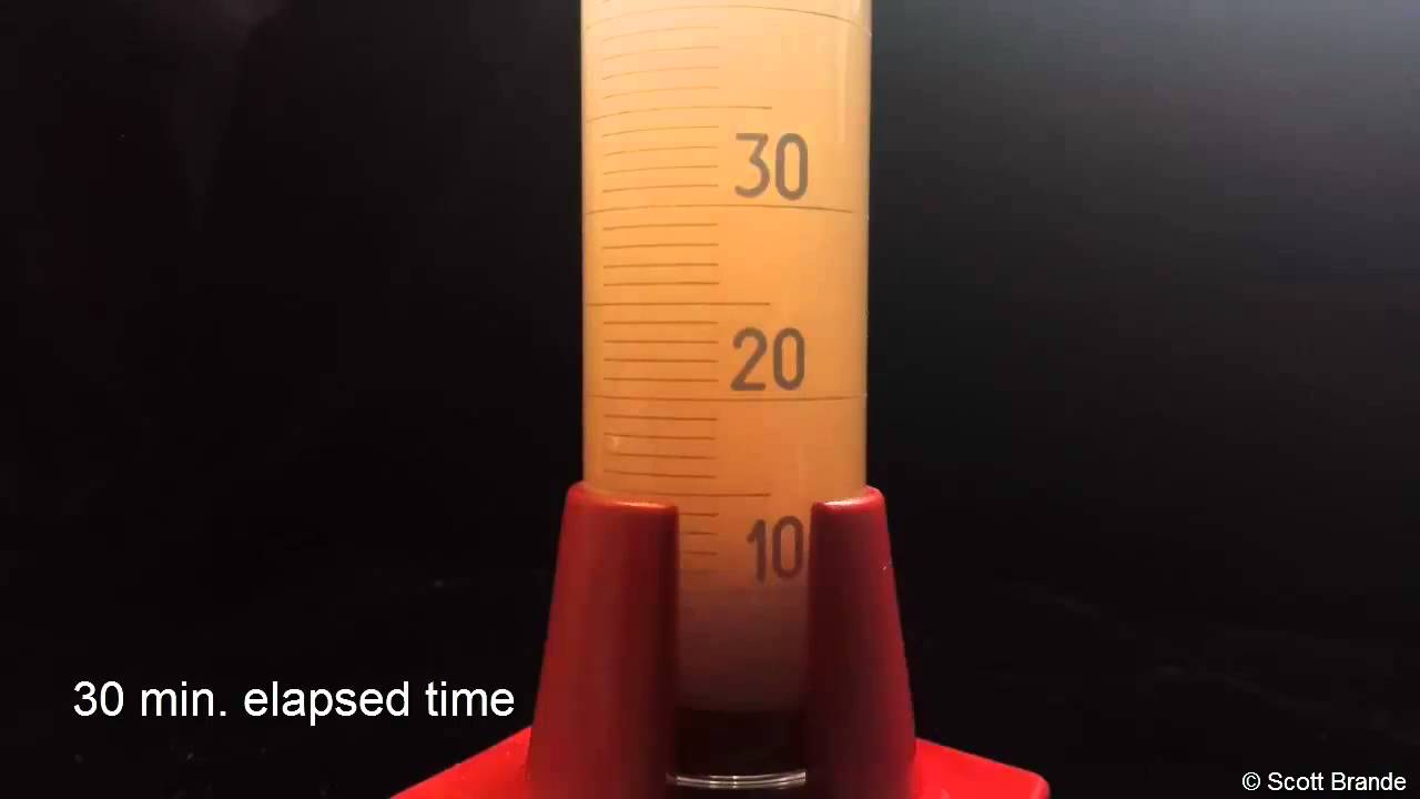 Time Lapse of Experiment of Mud Settling in a Cylinder