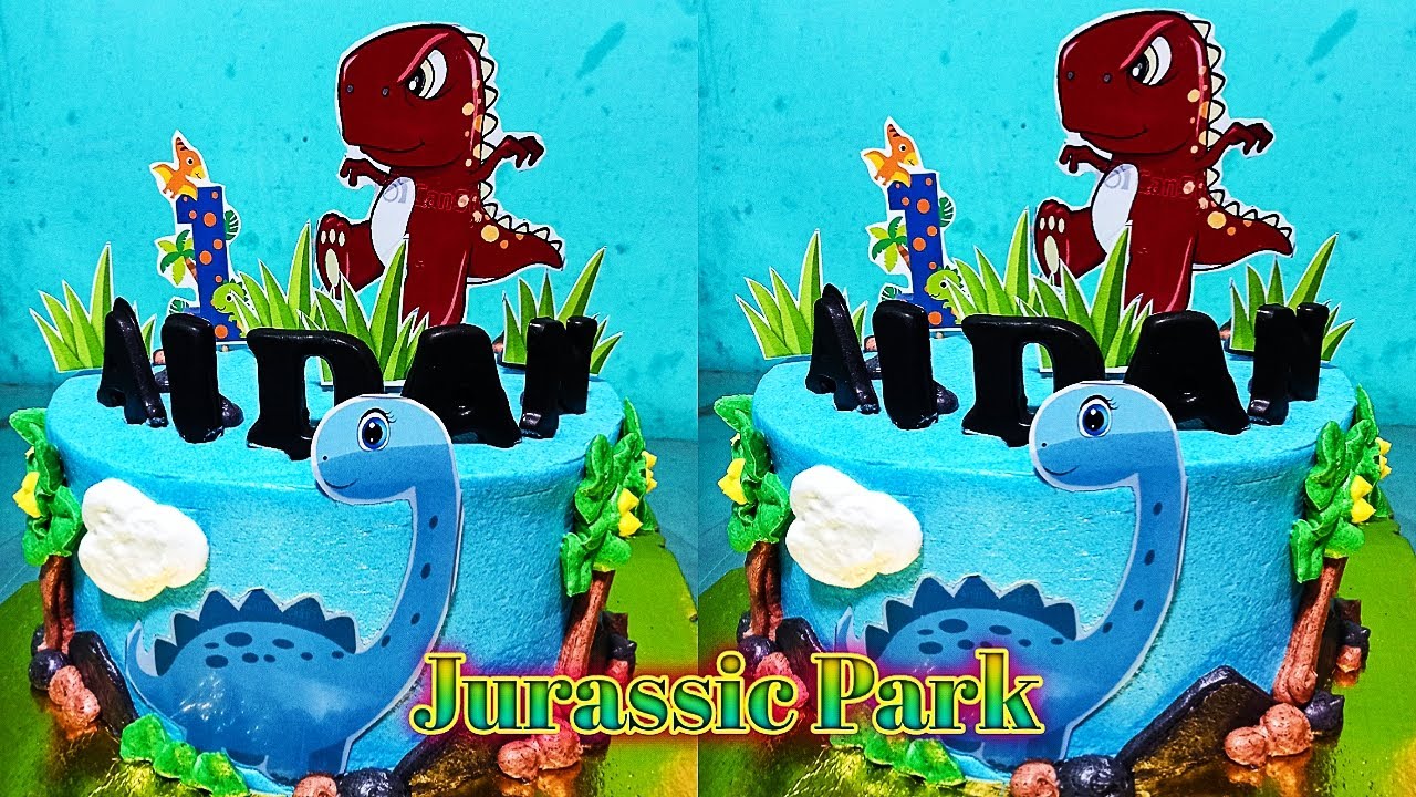 Blackforest cake brownies/tutorial menghias cake untuk pemula/membuat kue ulangtahun tema dinosaurus