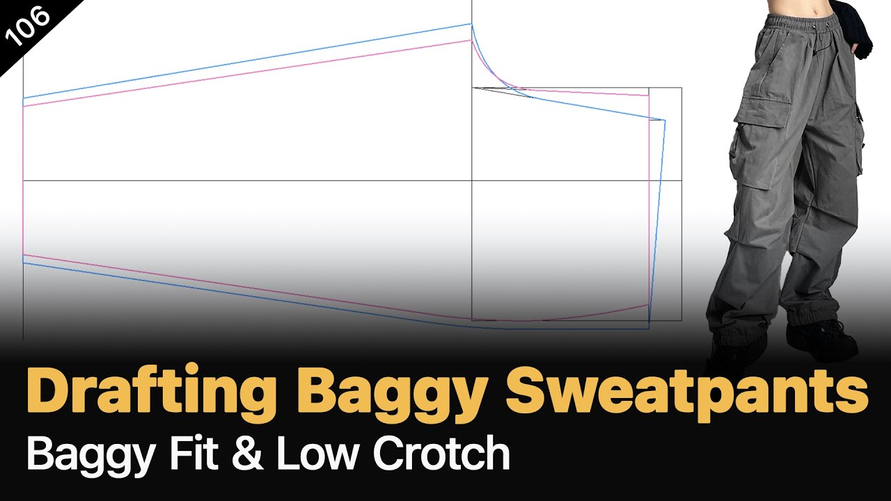 Создание выкройки мешковатых спортивных штанов большого размера [Учебник по созданию выкройки]