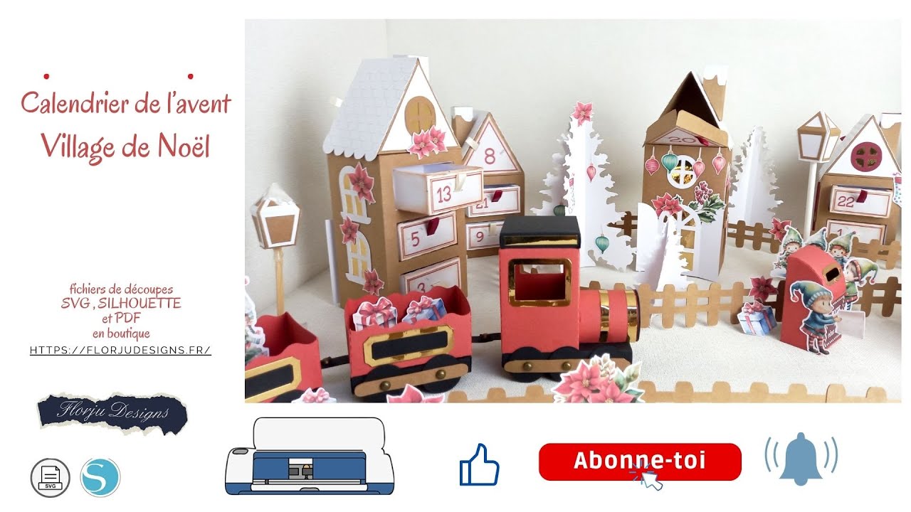 Présentation Village de Noël calendrier de l'avent et petit train du père Noël
