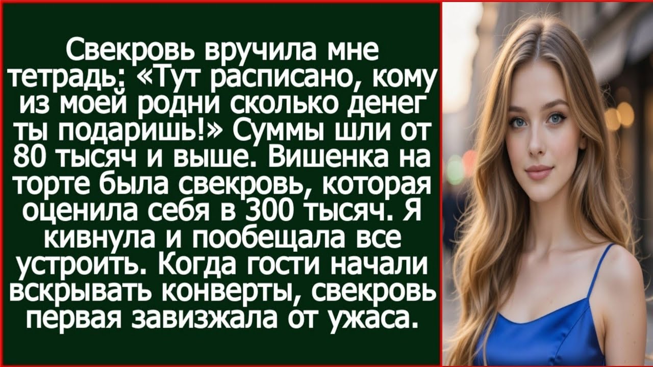 Свекровь вручила мне тетрадь: «Тут расписано, кому из моей родни сколько денег ты подаришь!»