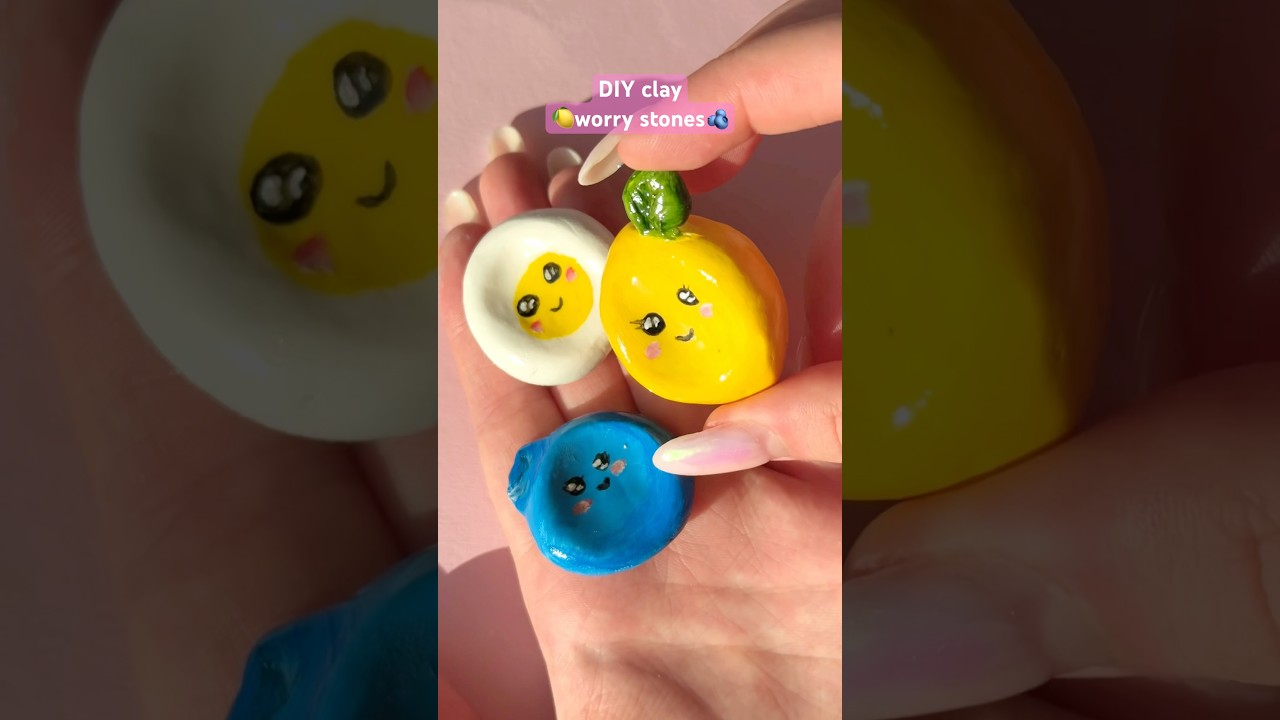 DIY clay worry stones🍋💕