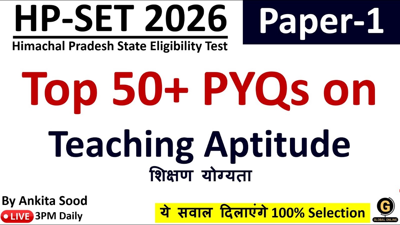 Top 50+ MCQs on Teaching Aptitude HPSET Paper 1 | Expected Questions for SET 2026