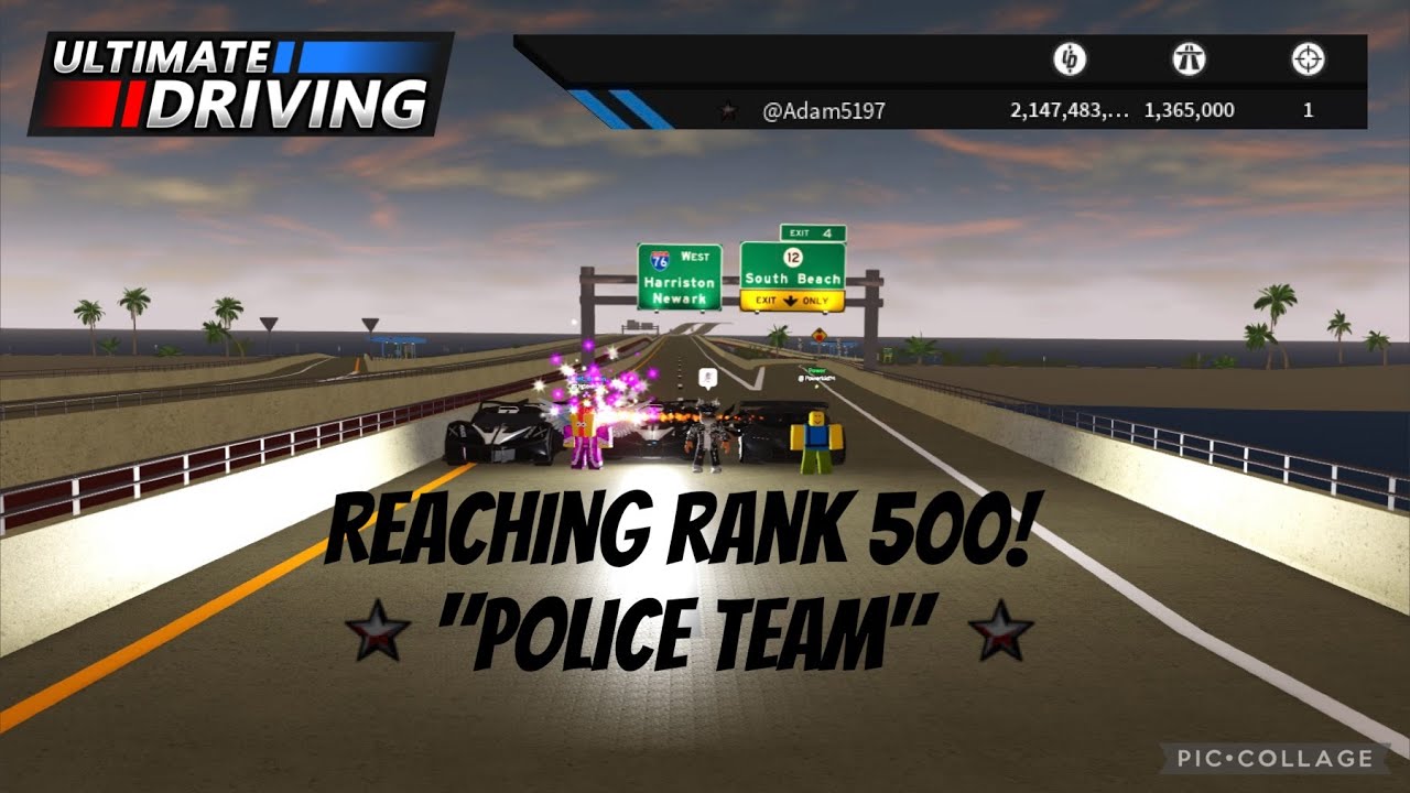 Finally Reaching Police Rank 500 on Cop Team! (Roblox Ultimate Driving 2.0)