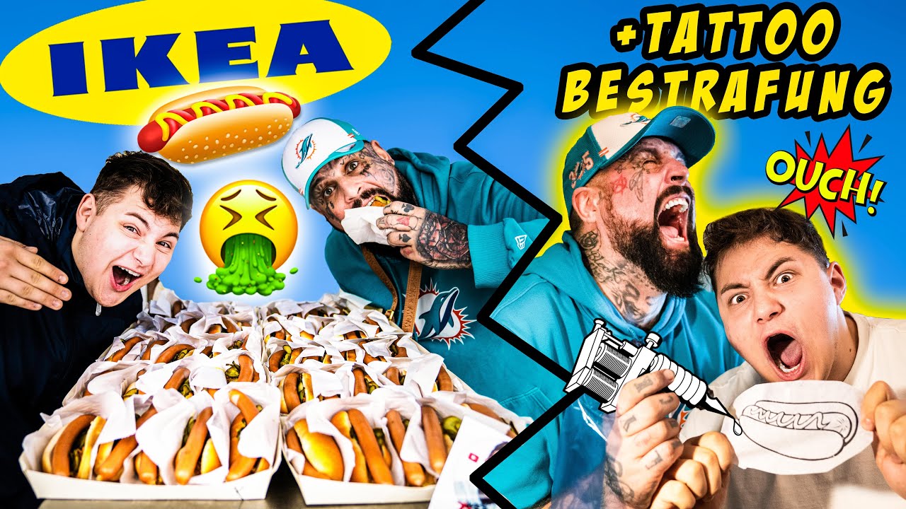Schaffen WIR 50 HOT DOGS bei IKEA ?  🌭!!! | +TATTOO Bestrafung! 😨