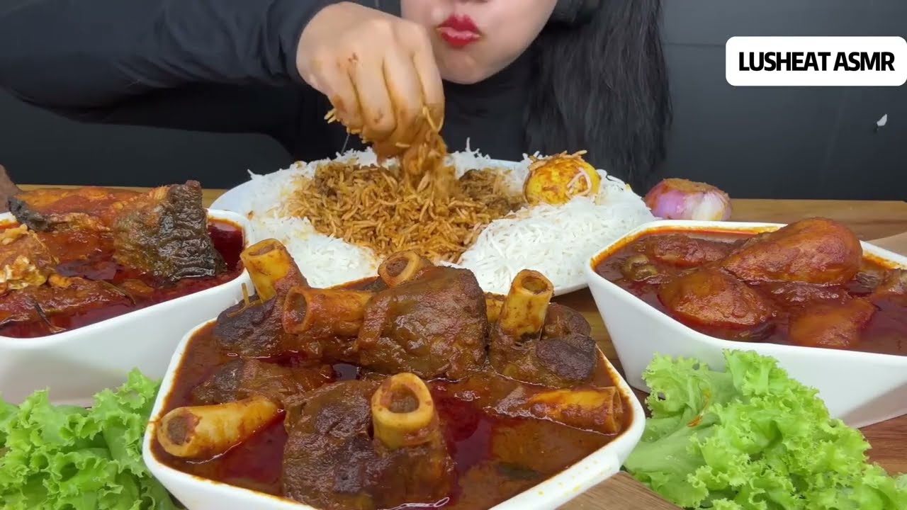ASMR: Eating Massive Chicken Malai Shawarma & Mutton Curry Challenge 🔥🍜 | Spicy Desi Feast!