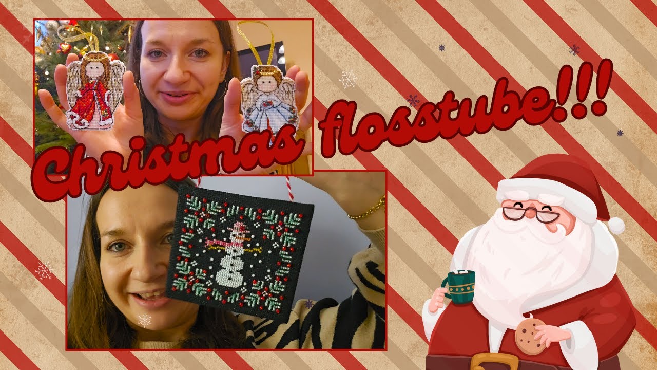 Flosstube: Christmas stitching update - all my Christmas finishes + meet Bunio the dog! 🎄🐕🎄