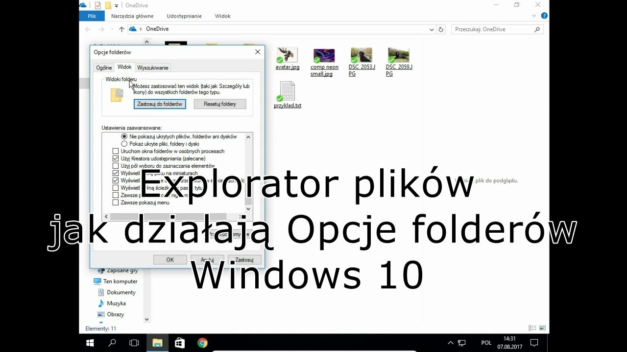 Opcje folder&oacute;w Eksplorator plik&oacute;w Windows 10