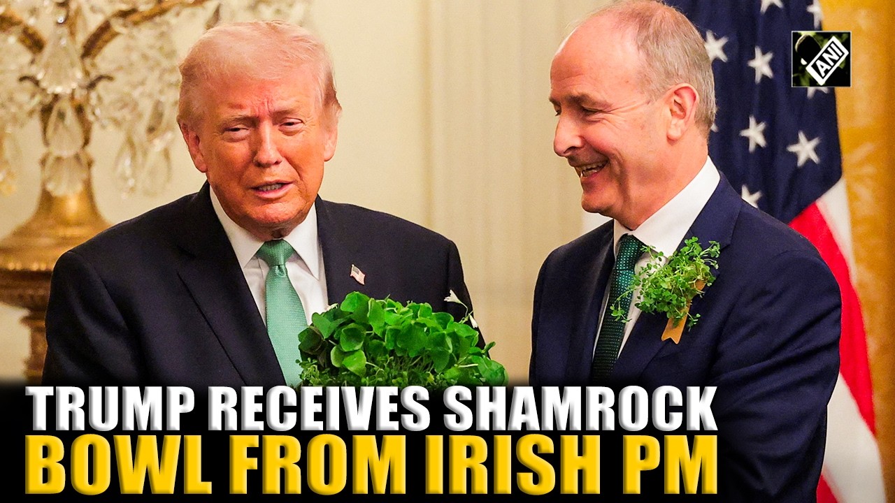 Watch: President Trump receives shamrock bowl from Ireland PM Micheal Martin on St. Patrick's Day