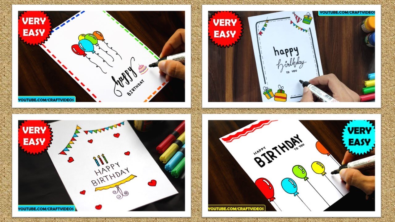 BIRTHDAY CARD DRAWING EASY - 4 AMAZING BIRTHDAY CARD IDEAS