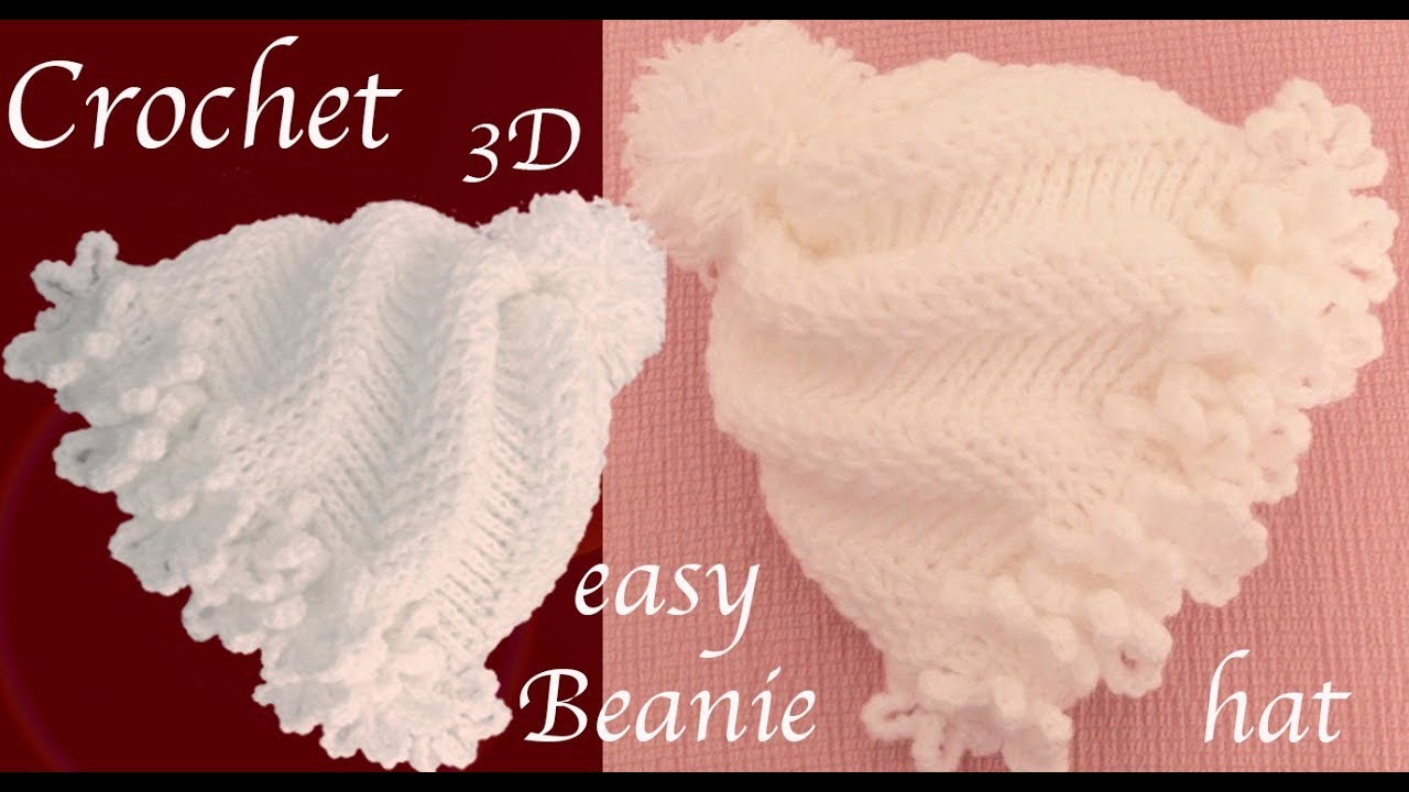 Gorro tejido con Gancho Crochet paso a paso en punto remolino de flores 3D tallermanualperu