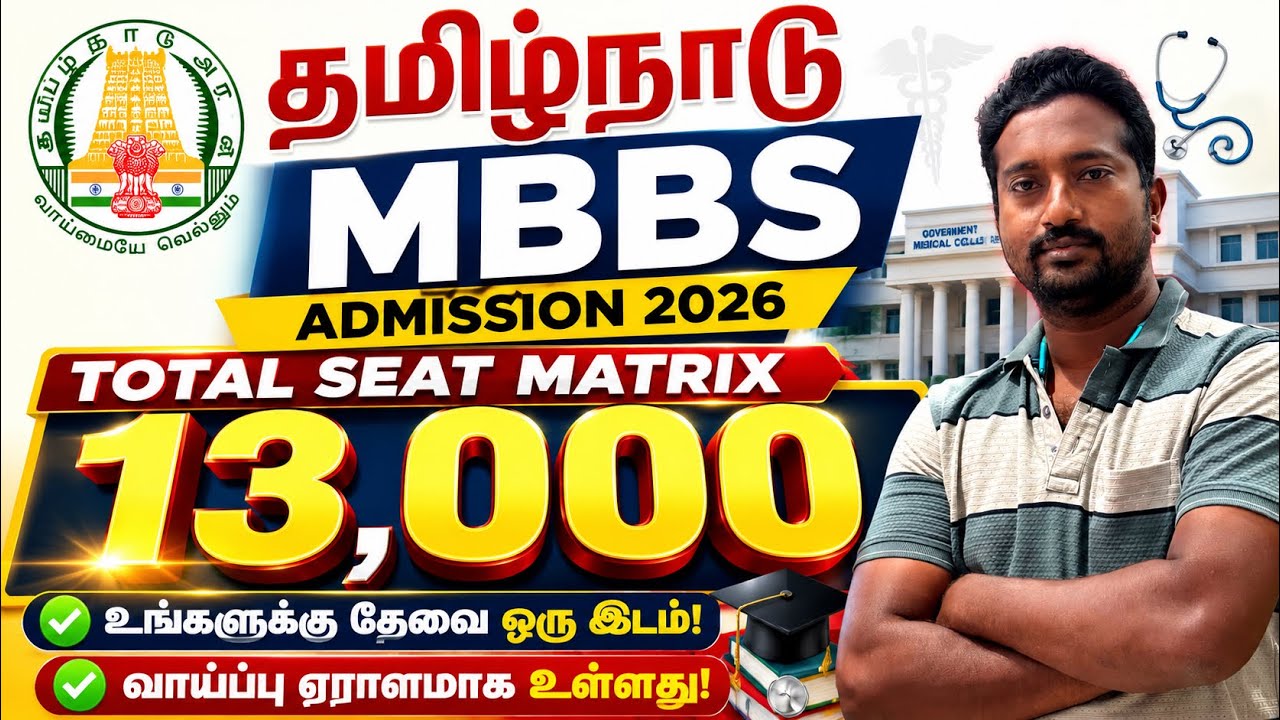 Tamil Nadu MBBS Admission 2026 | Total Seat Matrix | Govt, Self Financing & Deemed Colleges | 2026
