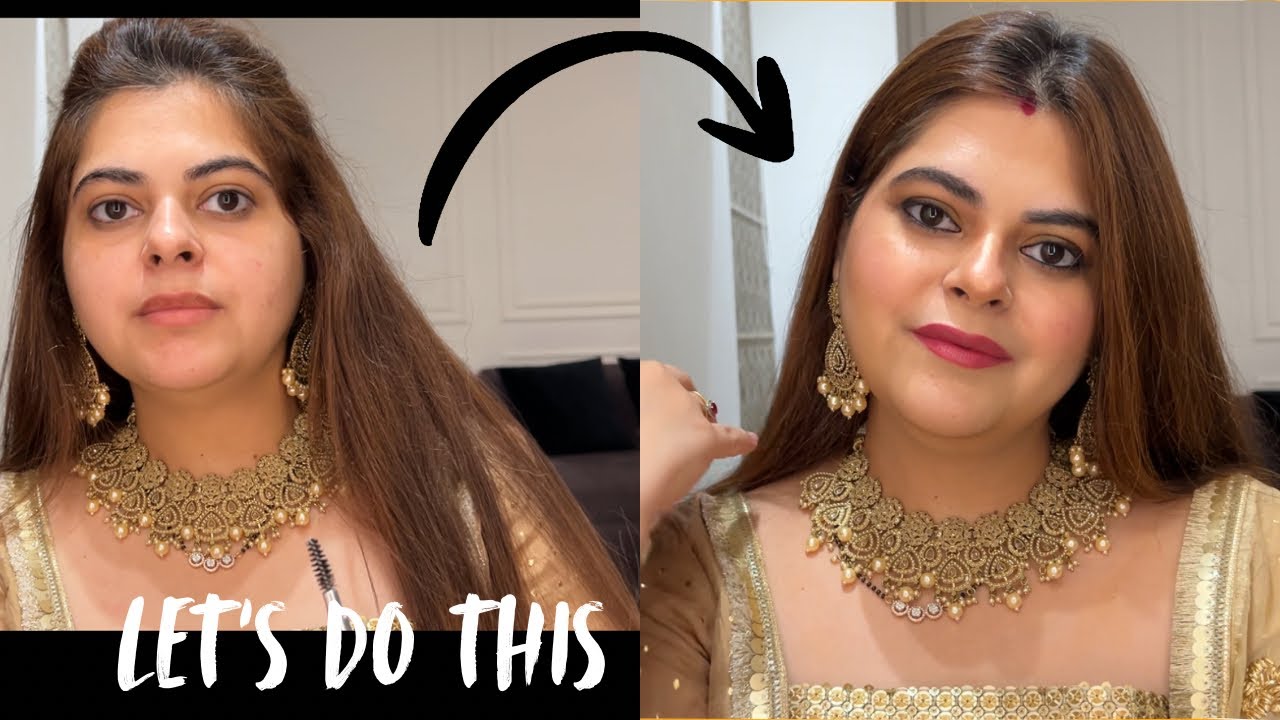 FESTIVE GOLDEN MAKE UP | BEAUTIFUL MAKE UP WITH GOLDEN OUTFIT |  
