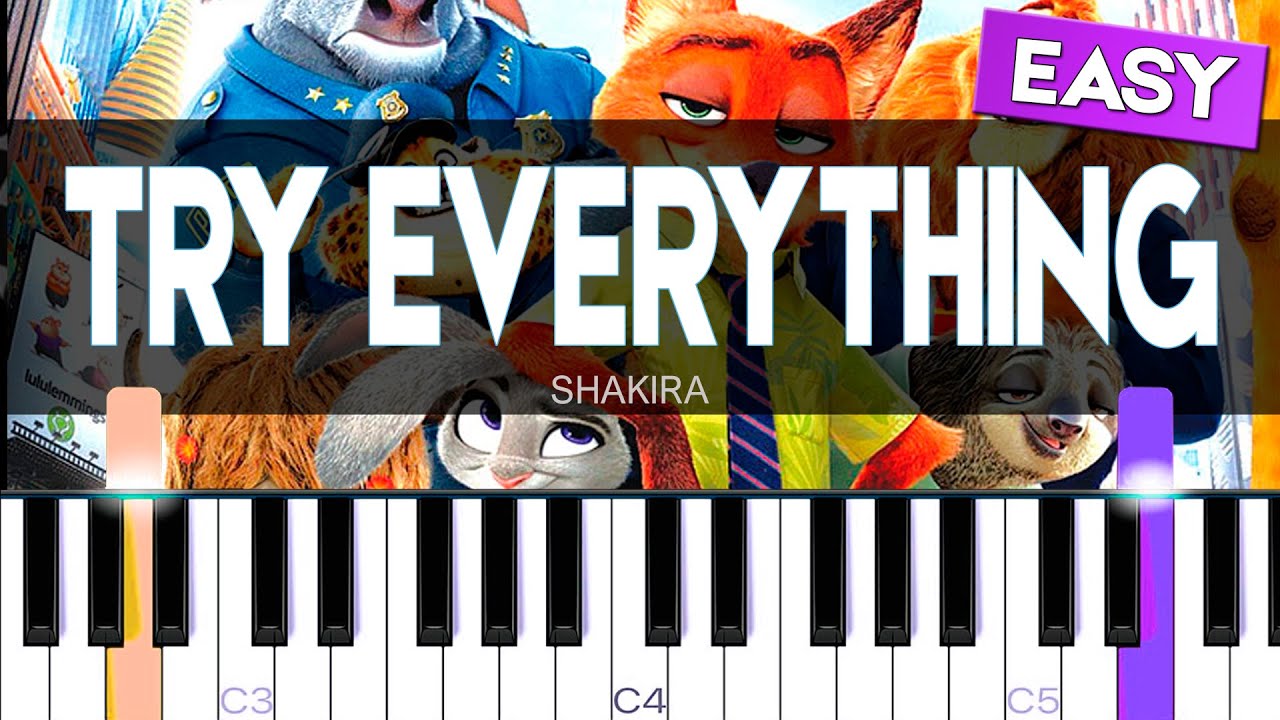 Try Everything - Shakira [Easy Piano Tutorial] | SHEET MUSIC + MIDI 🔥