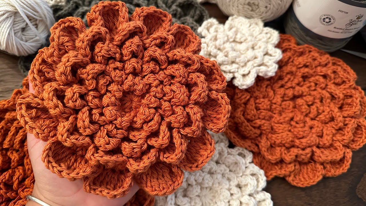 Tığişi 3D çiçek /crochet 3D flower