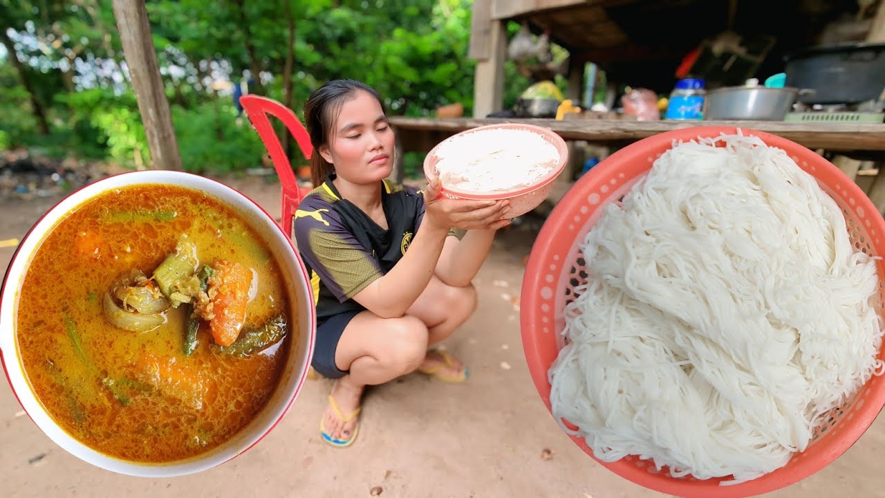 Khmer Noodles Chicken Curry Rural Woman's Recipe 