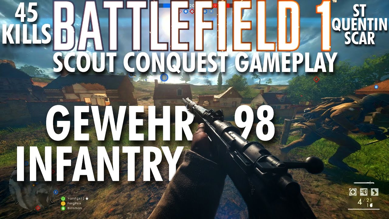 Gewehr 98 Infantry Gameplay - Battlefield 1 Conquest No Commentary