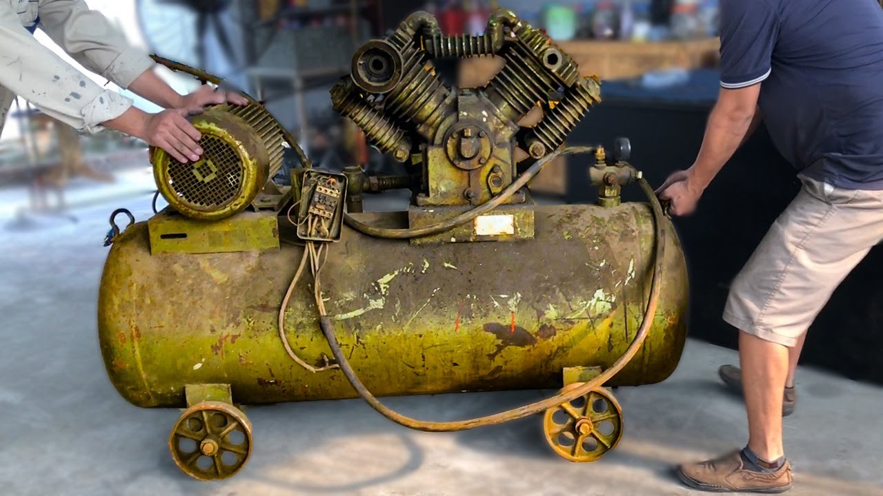 The Process Of Restoring A Severely Damaged Air Compressor // The Project Reviving Classic Machines