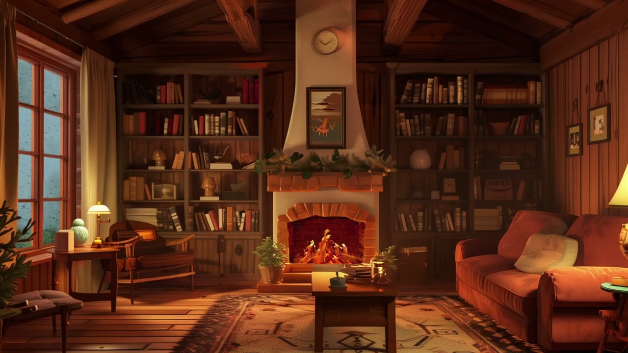 Cozy Lofi Fireplace & Rain Ambience 🌧️🔥 | 1 Hour for Study, Sleep & Relax