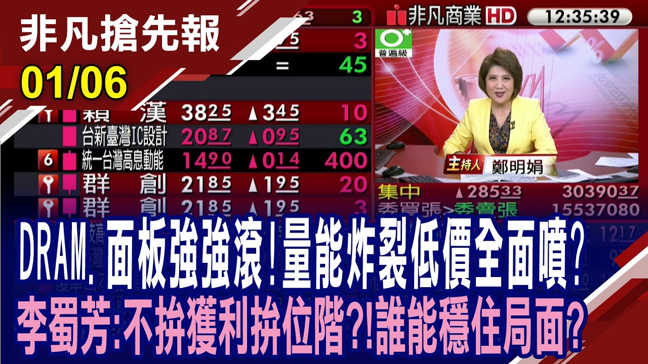 【DRAM.面板強強滾!量能炸裂低價全面噴?李蜀芳:不拚獲利拚位階?!誰能穩住局面?】20260106(鄭明娟×李蜀芳)