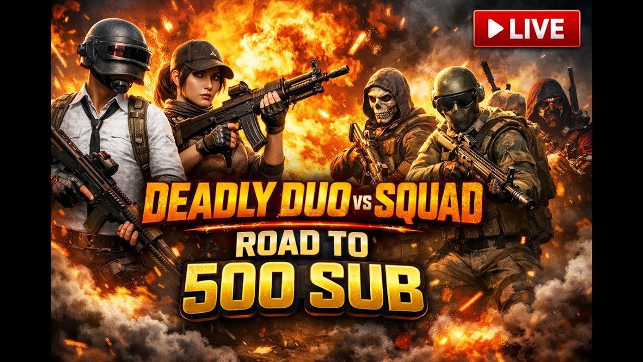 Deadly Duo Vs Squad | Road To 500 Sub Please #duo #deadlyduo #bgmi #solovssquad #live #fun #gameशुरु