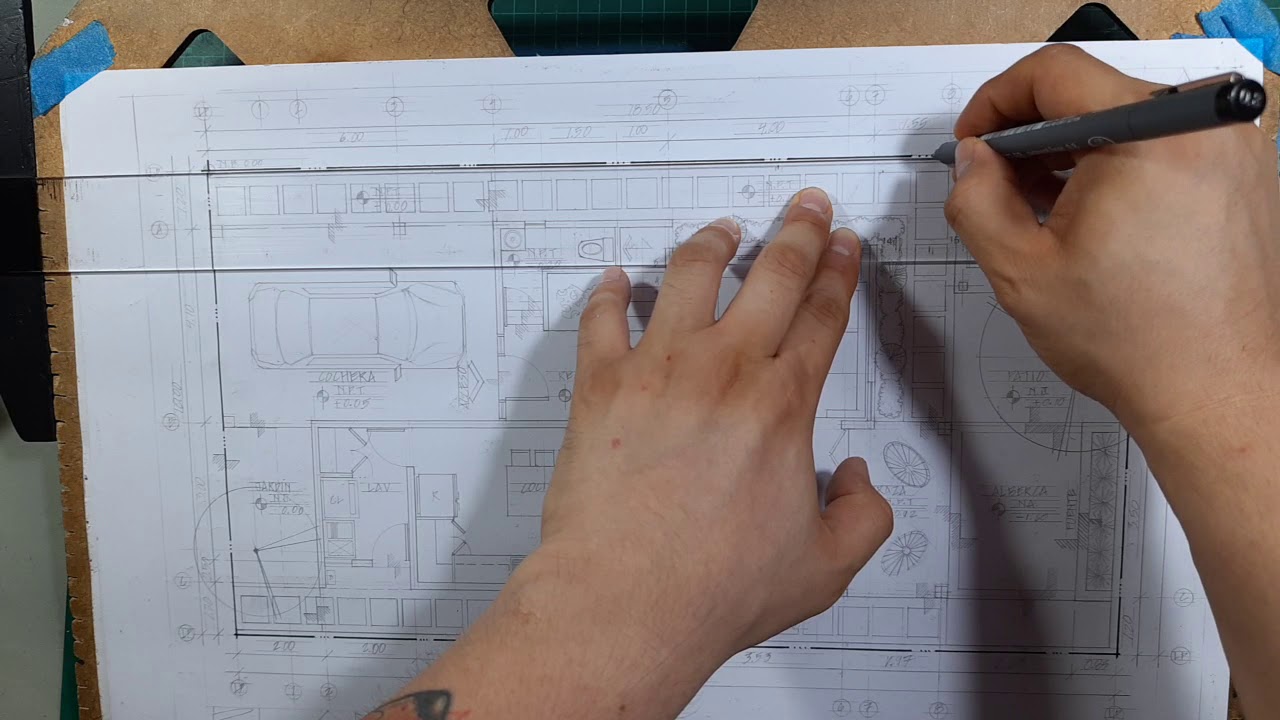 Entintado de planta arquitectonica PB. Parte 1