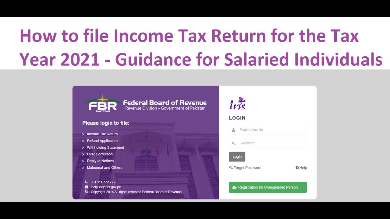 FBR IRIS Income Tax Return 2021 Filing Guidance for Salaried Individuals
