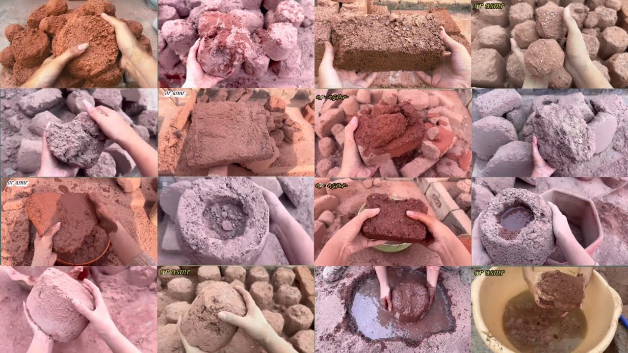 ASMR Edits Red Dirt Texture Crumbling Compilation 🥰||Dry+Water💦+floor+pool Crumbling Asmr ✨💥